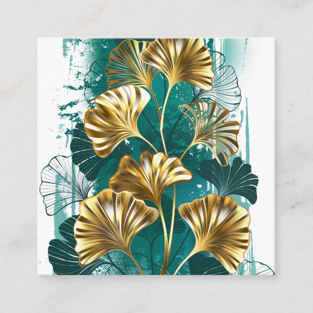 Branch with Golden Leaves Ginko Biloba Enclosure Card (Front)