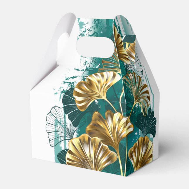 Branch with Golden Leaves Ginko Biloba Favour Box (Front Side)