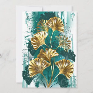 Branch with Golden Leaves Ginko Biloba Invitation