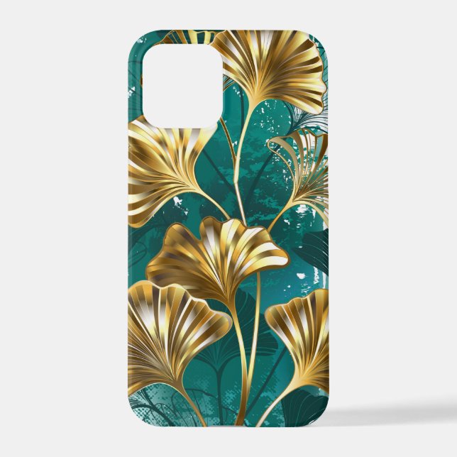 Branch with Golden Leaves Ginko Biloba iPhone Case (Back)