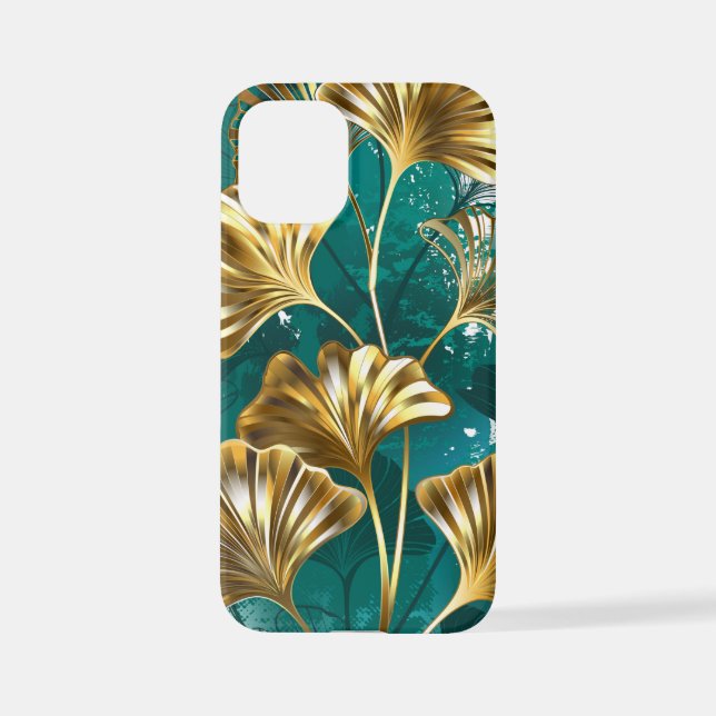 Branch with Golden Leaves Ginko Biloba iPhone Case (Back)