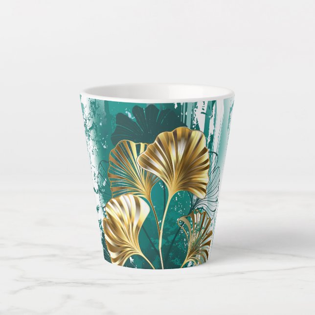 Branch with Golden Leaves Ginko Biloba Latte Mug (Front)