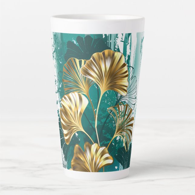 Branch with Golden Leaves Ginko Biloba Latte Mug (Front)