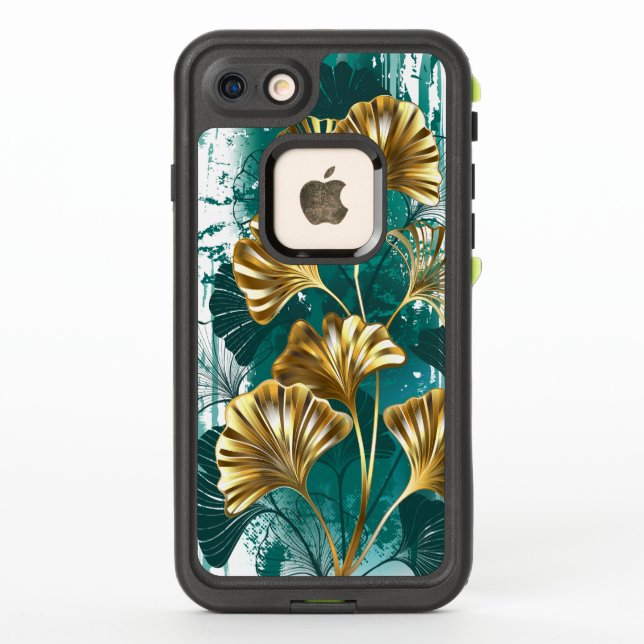 Branch with Golden Leaves Ginko Biloba LifeProof iPhone Case (Back)