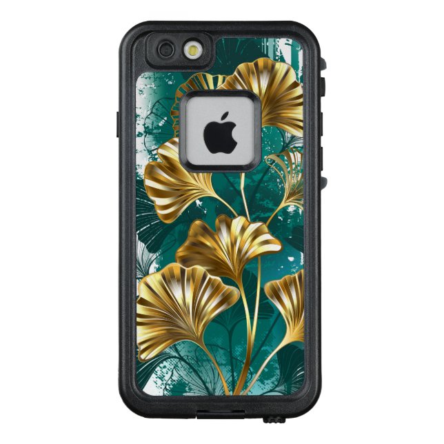 Branch with Golden Leaves Ginko Biloba LifeProof iPhone Case (Back)