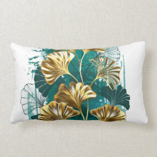 Branch with Golden Leaves Ginko Biloba Lumbar Cushion