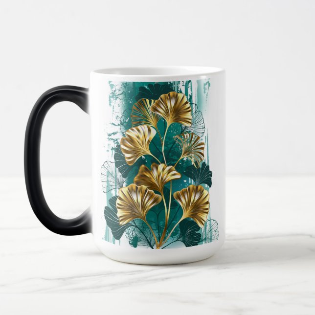 Branch with Golden Leaves Ginko Biloba Magic Mug (Left)