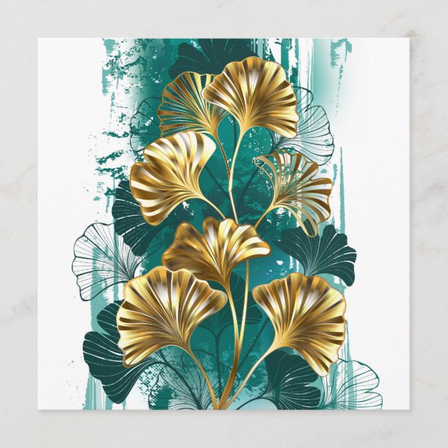 Branch with Golden Leaves Ginko Biloba Menu (Front)