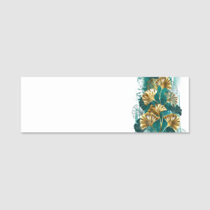 Branch with Golden Leaves Ginko Biloba Name Tag