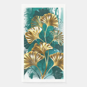 Branch with Golden Leaves Ginko Biloba Napkin