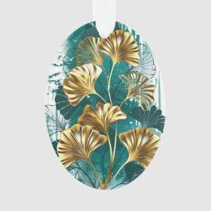 Branch with Golden Leaves Ginko Biloba Ornament