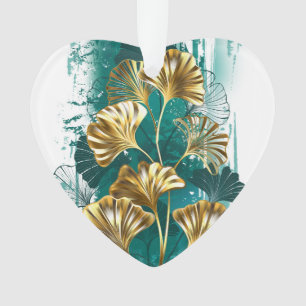 Branch with Golden Leaves Ginko Biloba Ornament