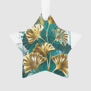 Branch with Golden Leaves Ginko Biloba Ornament
