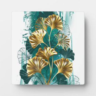 Branch with Golden Leaves Ginko Biloba Plaque