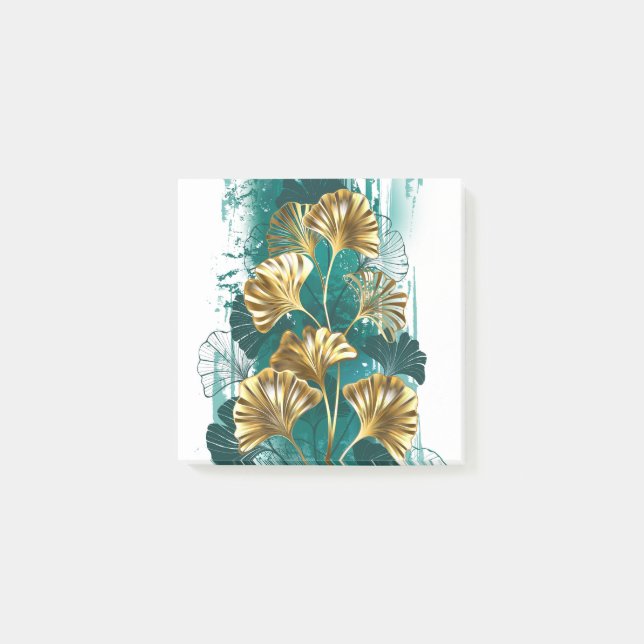Branch with Golden Leaves Ginko Biloba Post-it Notes (Front)