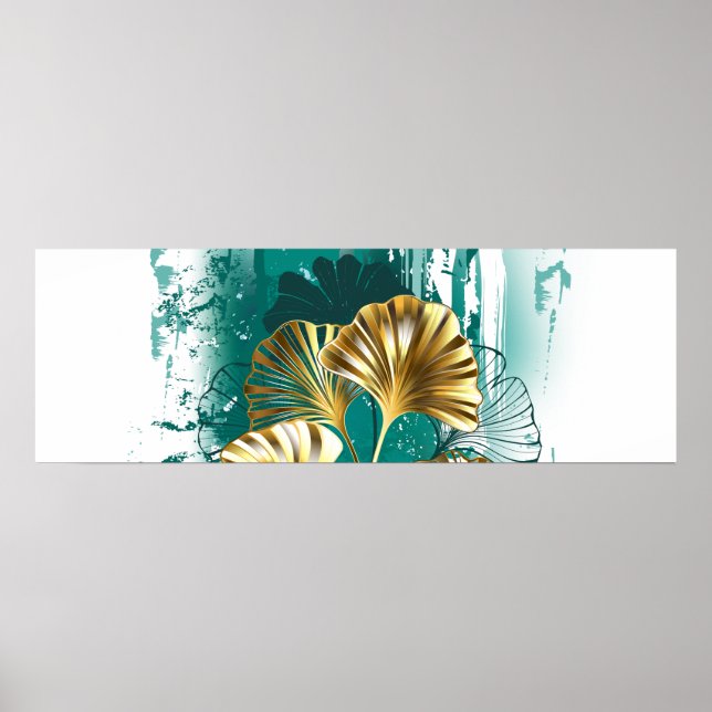 Branch with Golden Leaves Ginko Biloba Poster (Front)