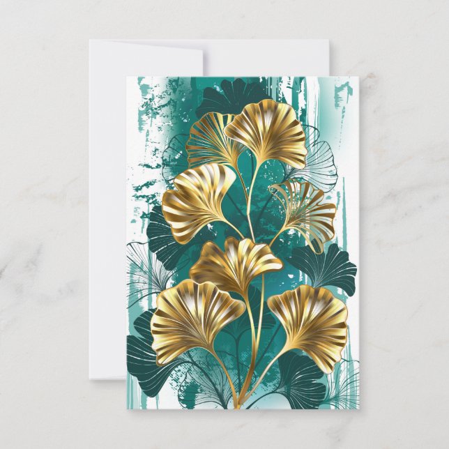 Branch with Golden Leaves Ginko Biloba RSVP Card (Front)