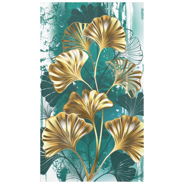 Branch with Golden Leaves Ginko Biloba Tablecloth (Front)