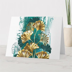 Branch with Golden Leaves Ginko Biloba Thank You Card