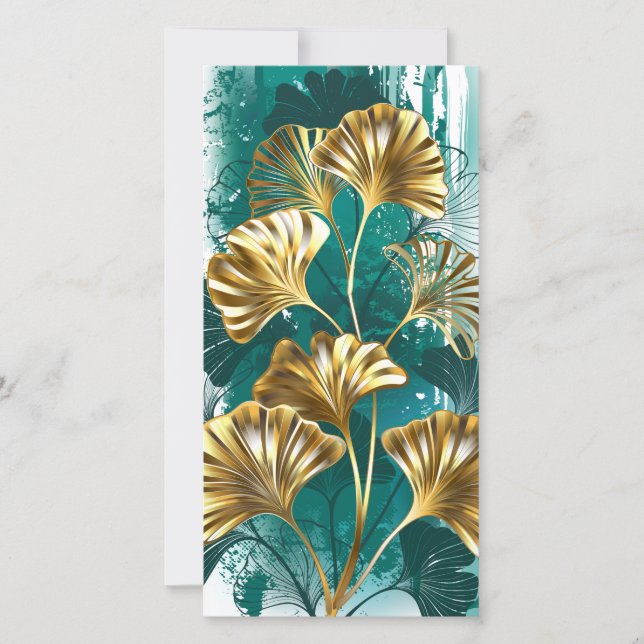 Branch with Golden Leaves Ginko Biloba Thank You Card (Front)