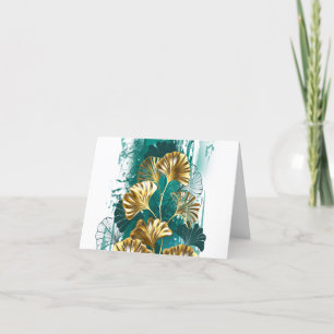 Branch with Golden Leaves Ginko Biloba Thank You Card
