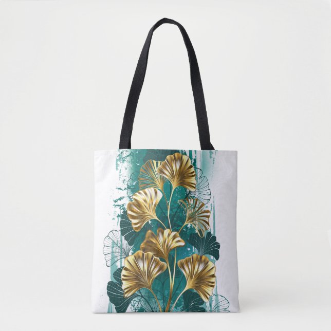 Branch with Golden Leaves Ginko Biloba Tote Bag (Front)