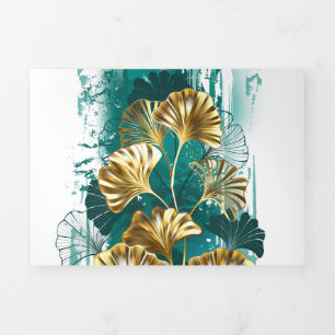 Branch with Golden Leaves Ginko Biloba Tri-Fold Programme