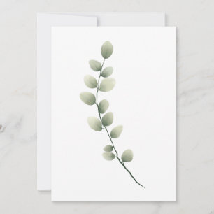 Branch with Light Green Leaves in Watercolor Style Holiday Card