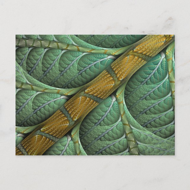 "Branched" Organic Green Fractal Postcard (Front)