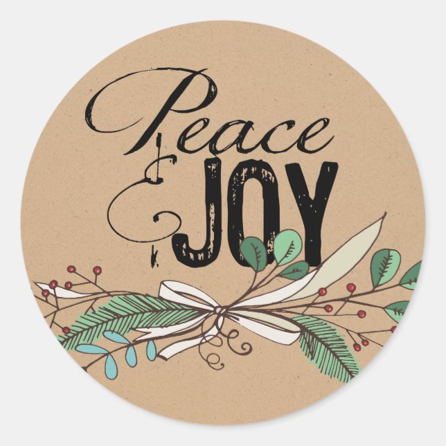 Branches and Berries Peace and Joy Sticker (Front)