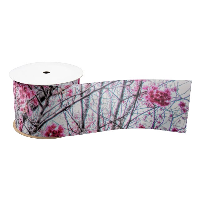Branches and Blooms of a Cherry Tree Satin Ribbon (Spool)
