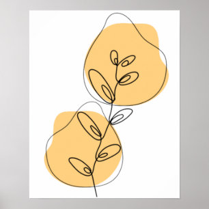 Branches And Leaves Line Art Poster