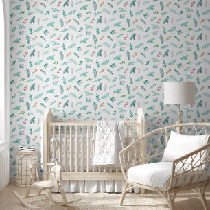 Branches and Pine Needles Pattern Wallpaper