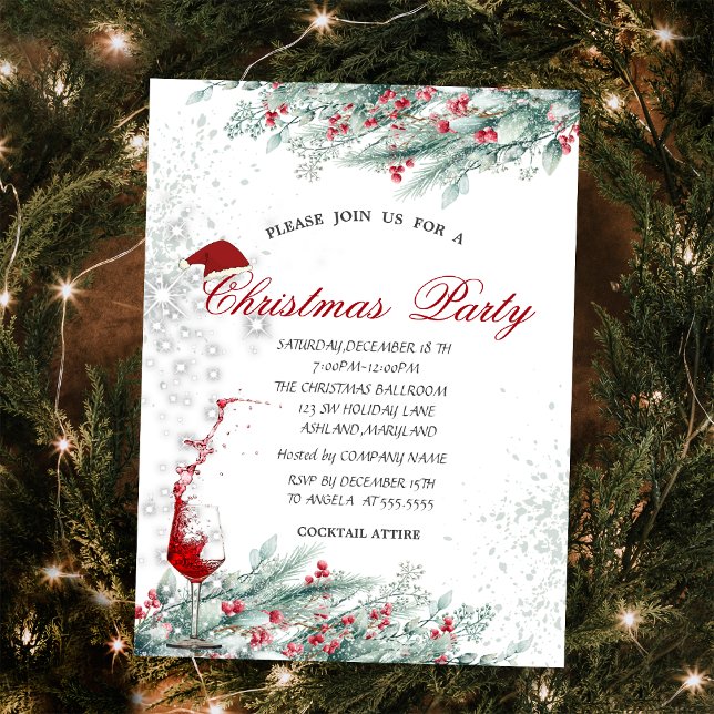 Branches Berries,Glass,Corporate Christmas Invitation (Creator Uploaded)