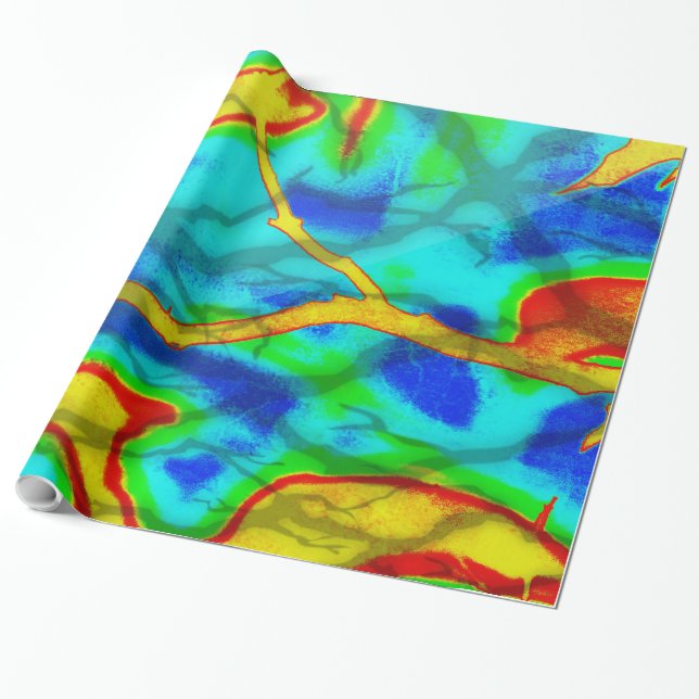 Branches in Bold Colour Wrapping paper (Unrolled)