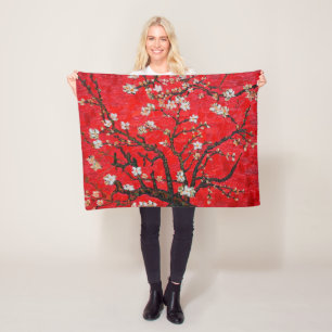 Branches of Almond Tree in Blossom, Van Gogh Fleece Blanket