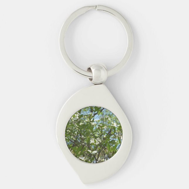 Branches of Dogwood Blossoms Spring Trees Key Ring (Front)