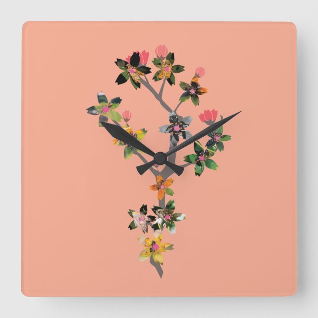 Branches of Insects Square Wall Clock (Front)