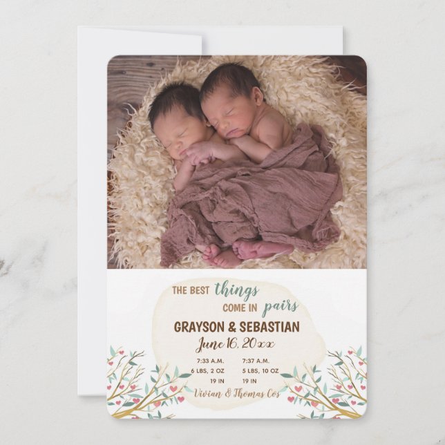 Branches of Love Photo Birth Announcement (Front)