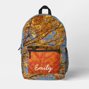 Branches of Maple Leaves II Orange Autumn Printed Backpack