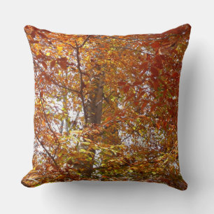 Branches of Orange Leaves Autumn Nature Cushion