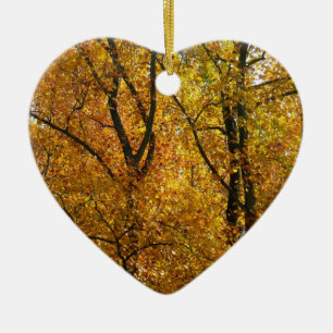 Branches of Yellow Leaves Bright Autumn Colourful Ceramic Ornament