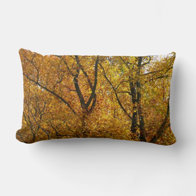 Branches of Yellow Leaves Bright Autumn Colourful Lumbar Cushion (Front)