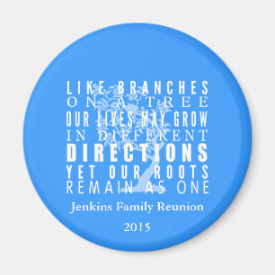 Branches on a Tree Family Reunion Quote Blue Magnet