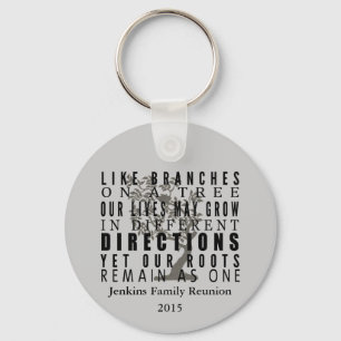 Branches on a Tree Family Reunion Quote Key Ring