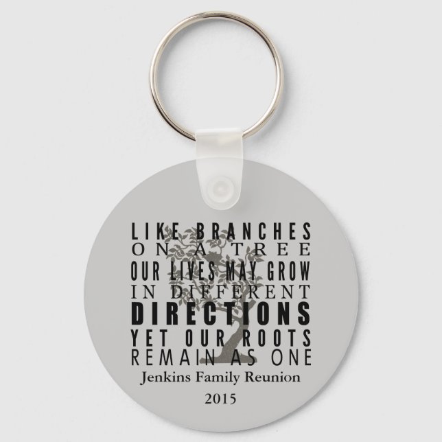 Branches on a Tree Family Reunion Quote Key Ring (Front)