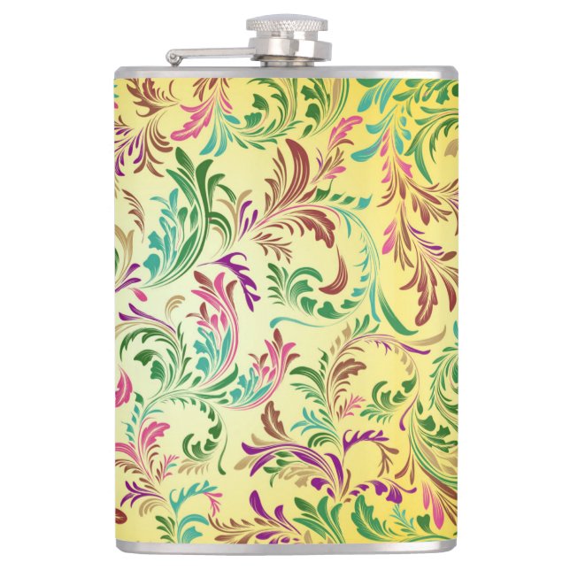Branches Pattern Design-444555 Hip Flask (Front)