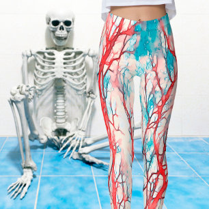 BRANCHES Red Coral Veins Watercolor Custom Leggings