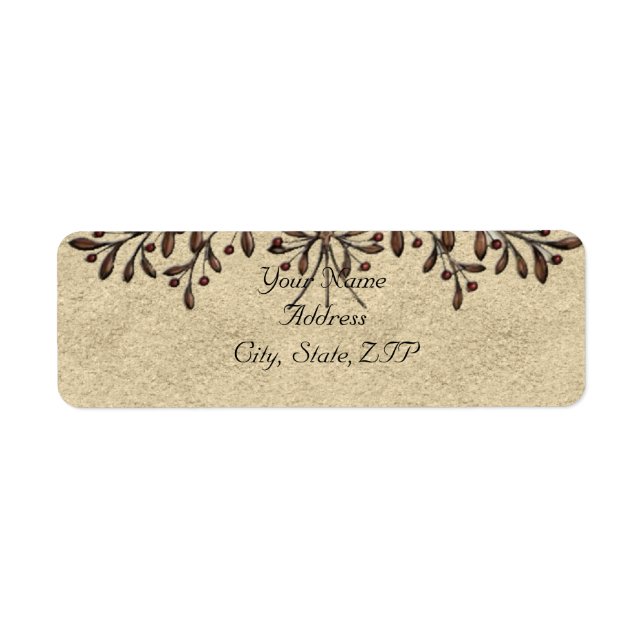 Branches with Red Olives Wedding Return Address Label (Front)