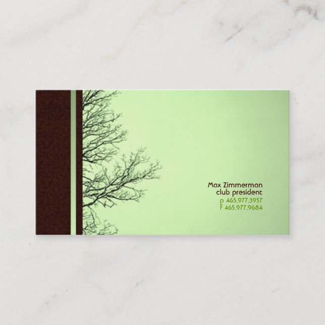 Branching Out Green Business Cards (Front)